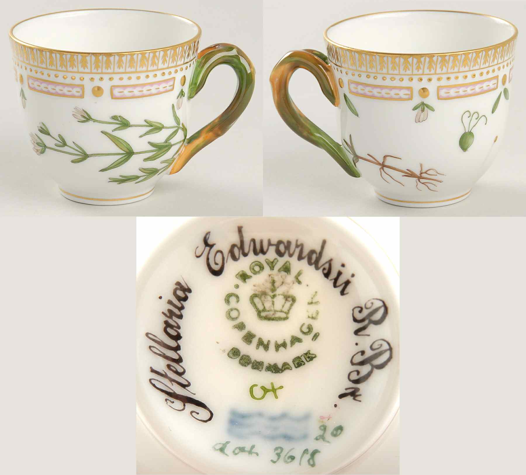 Flora Danica (1961 To Current) Flat Demitasse Cup-Stellaria Edwarsii R Br by Royal Copenhagen-1