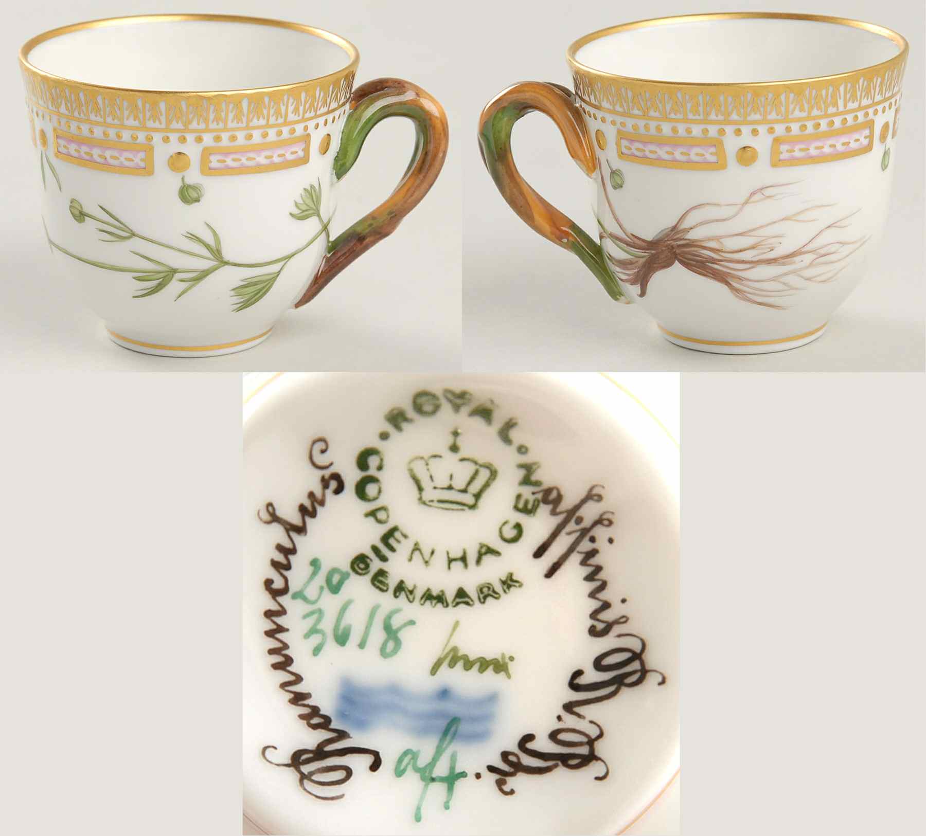 Flora Danica (1961 To Current) Flat Demitasse Cup-Ranunculus affinis r Br by Royal Copenhagen-1