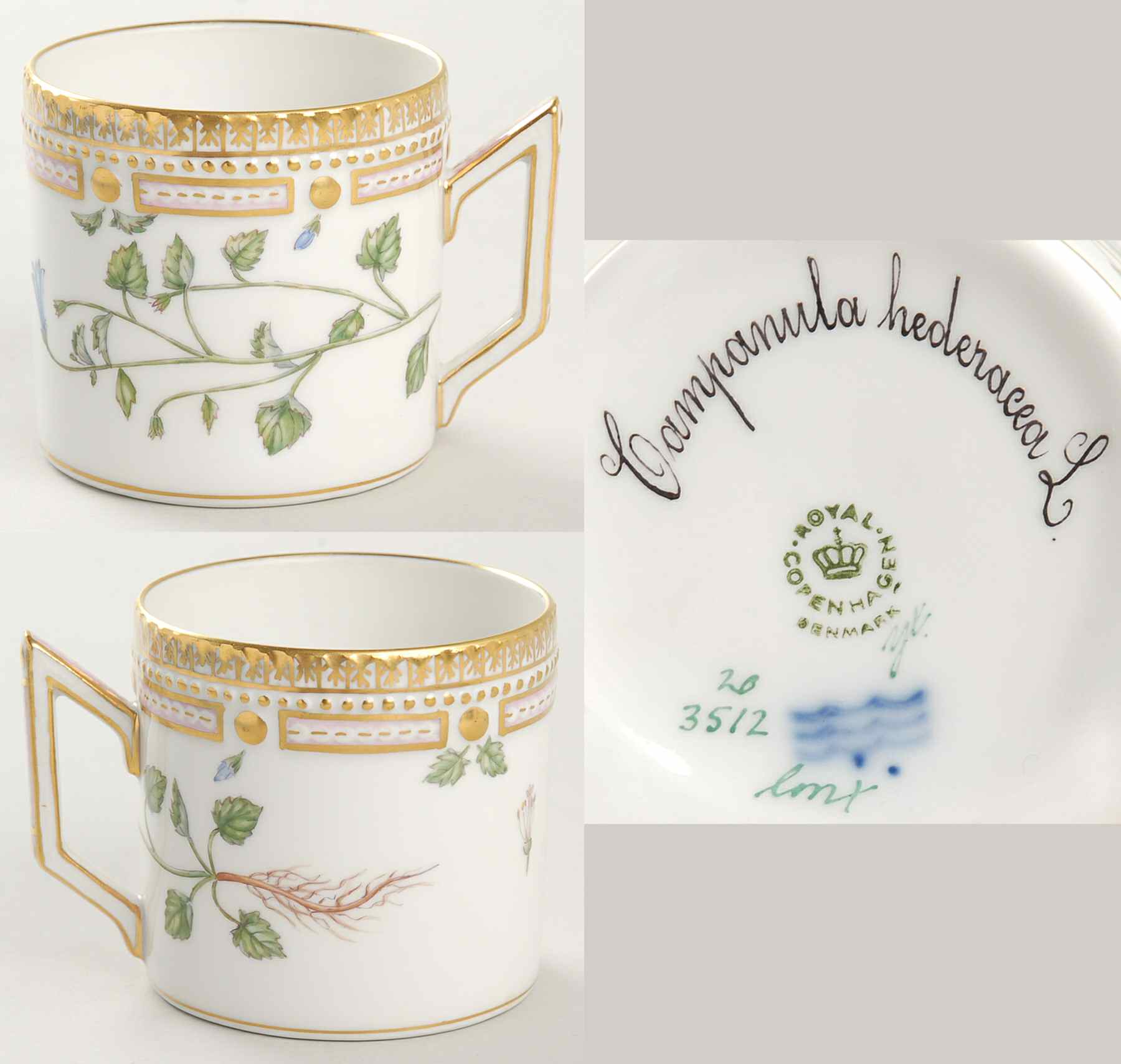 Flora Danica (1961 To Current) Chocolate Cup-Campanula hederacea L by Royal Copenhagen-1