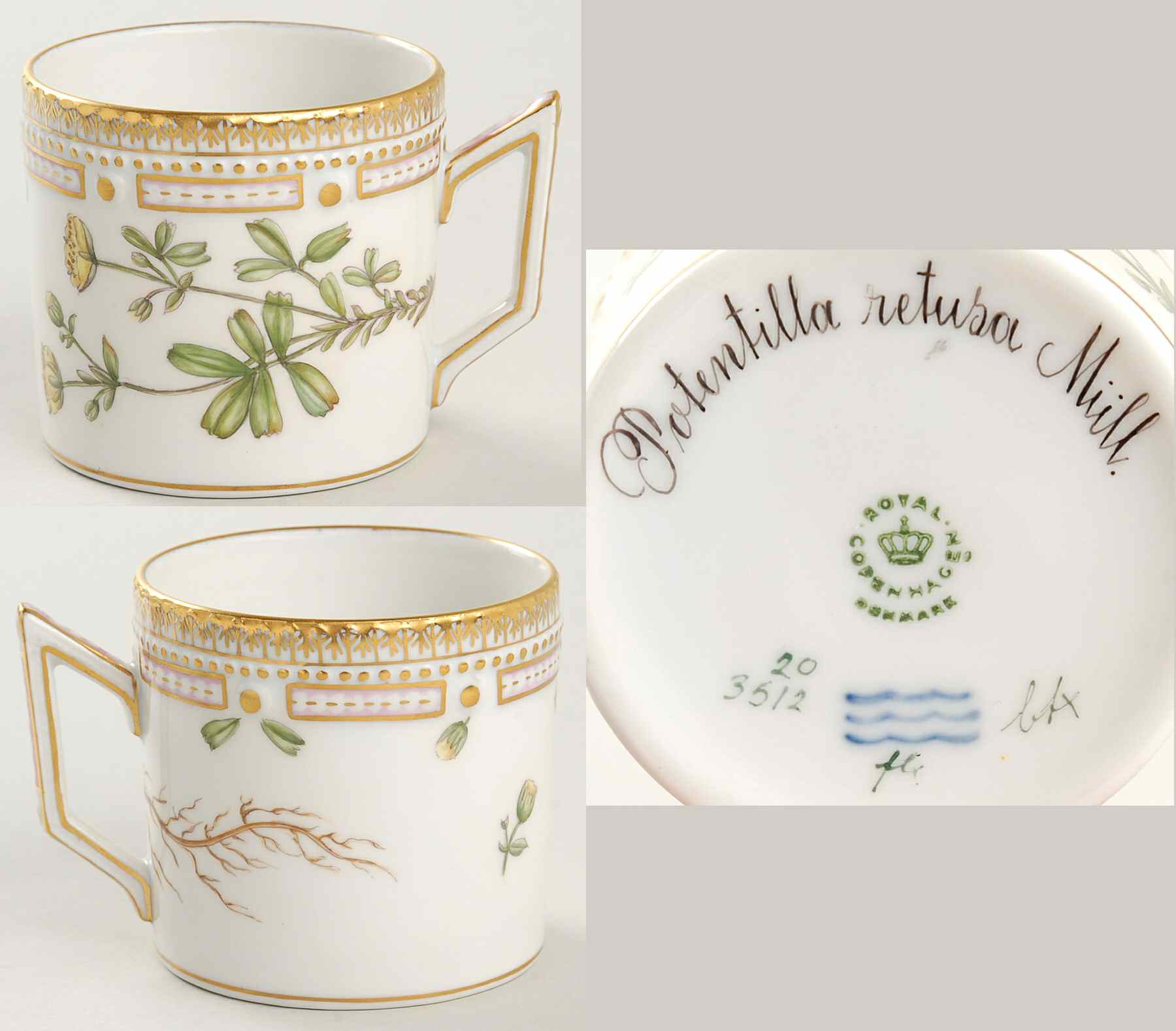 Flora Danica (1961 To Current) Chocolate Cup-Potentilla retusa Mull by Royal Copenhagen-1