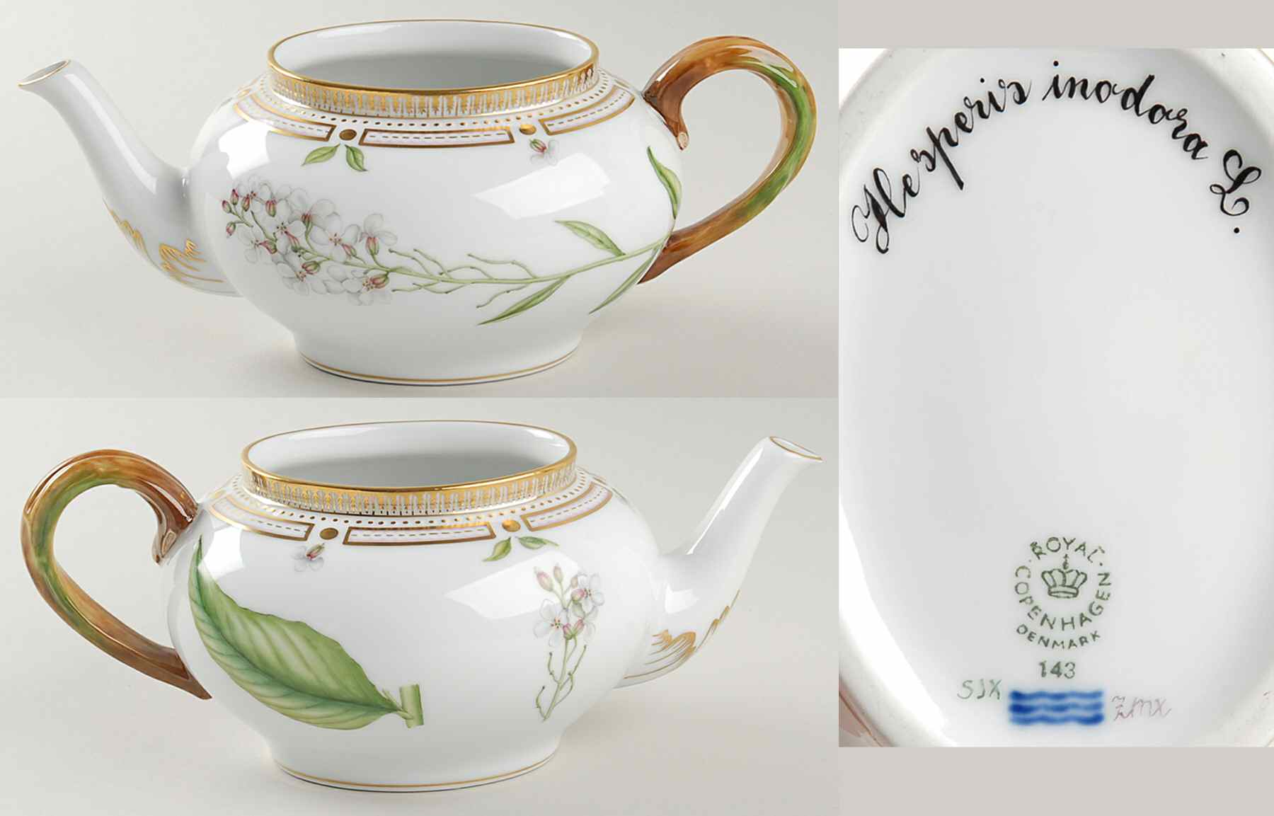 Flora Danica (1961 To Current) Teapot No Lid-Hesperis inodora L by Royal Copenhagen-1