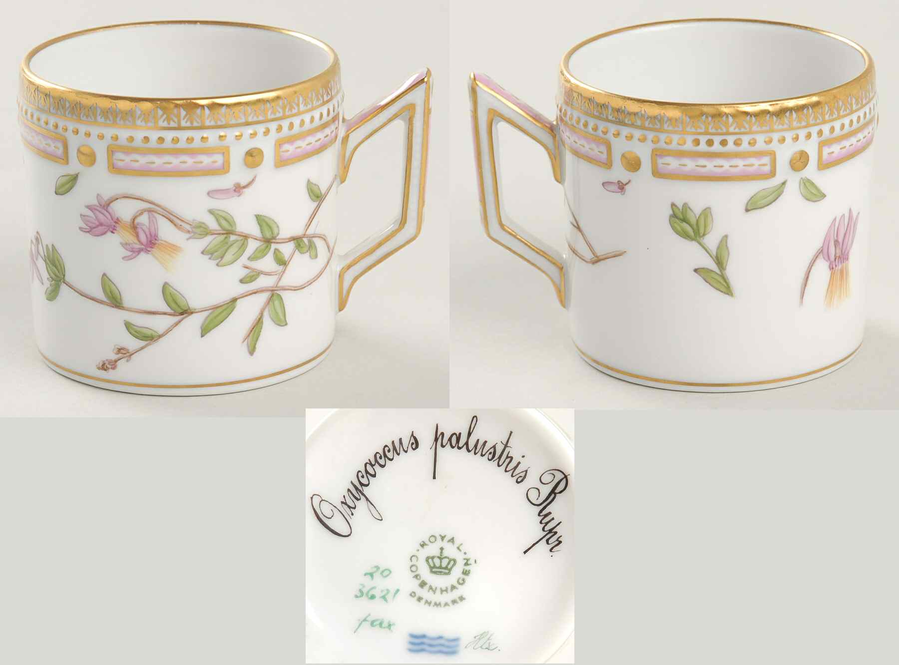 Flora Danica (1961 To Current) Flat Demitasse Cup-Oxycoccus palustris Rupr by Royal Copenhagen-1