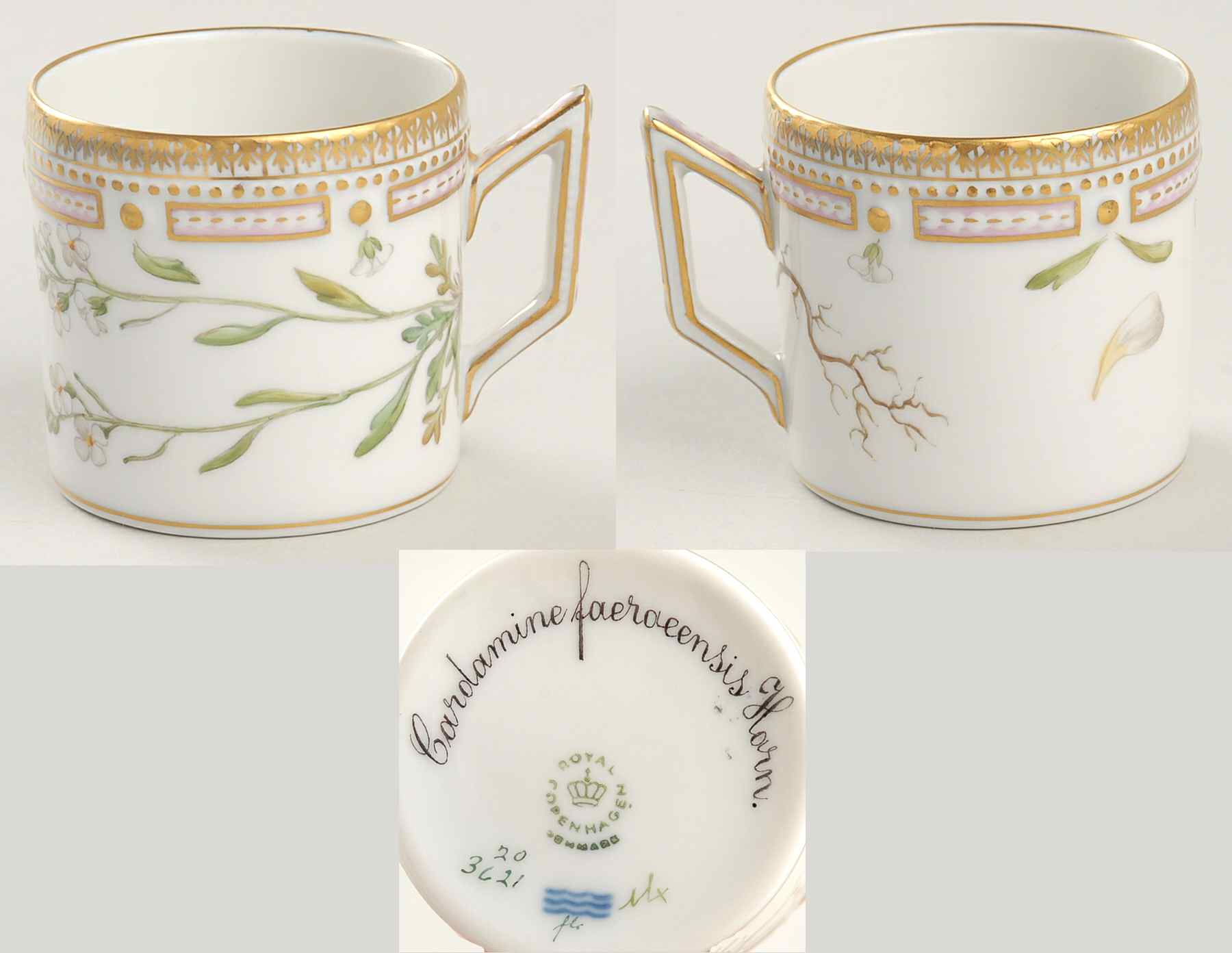Flora Danica (1961 To Current) Flat Demitasse Cup-Cardamine faeroeesis Horn by Royal Copenhagen-1