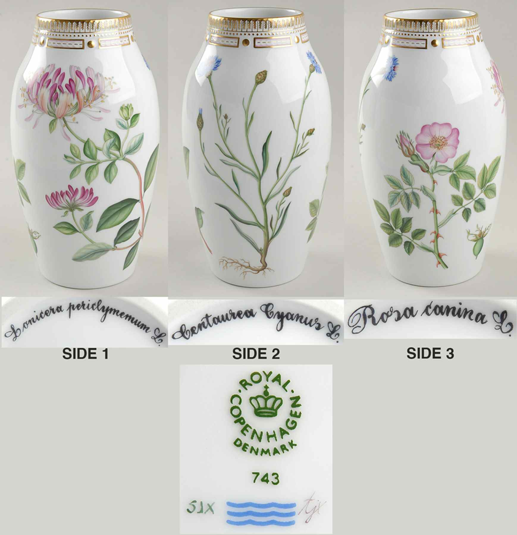 Flora Danica (1961 To Current) 13" Large Covered Vase-No Lid-Summer-Lon Per, Cen by Royal Copenhagen-1