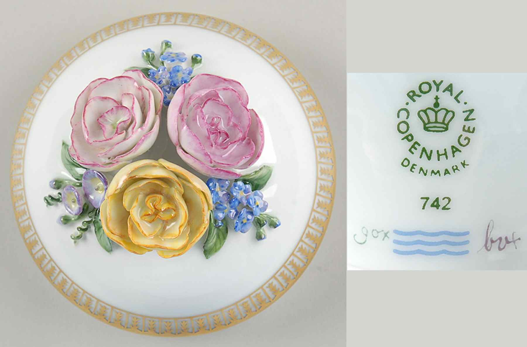 Flora Danica (1961 To Current) Lid for 13" Large Covered Vase-Spring-No Decal by Royal Copenhagen-1