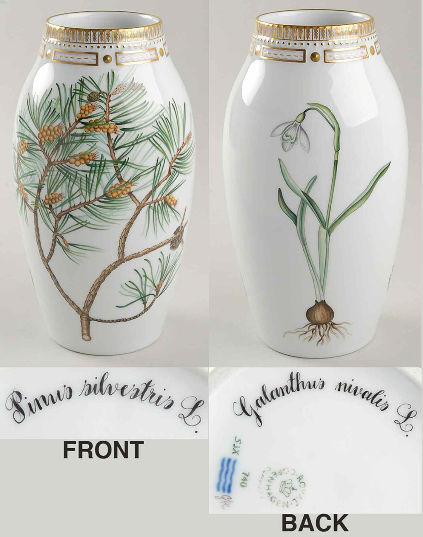Flora Danica (1961 To Current) 12" Small Covered Vase-No Lid-Winter-Gal Niv, Pin by Royal Copenhagen-1