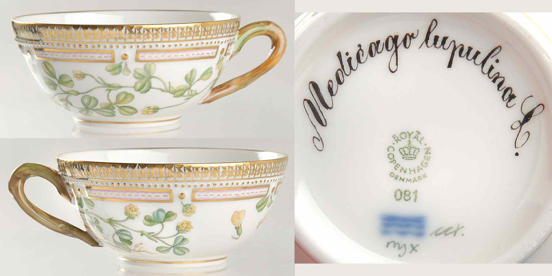 Flora Danica (1961 To Current) Flat Tea Cup-Medicago lupulina L by Royal Copenhagen-1