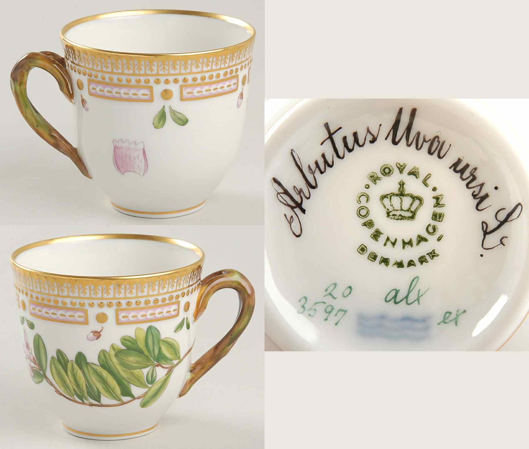 Flora Danica (1961 To Current) Flat Cup-Arbutus uvou ursi l by Royal Copenhagen-1