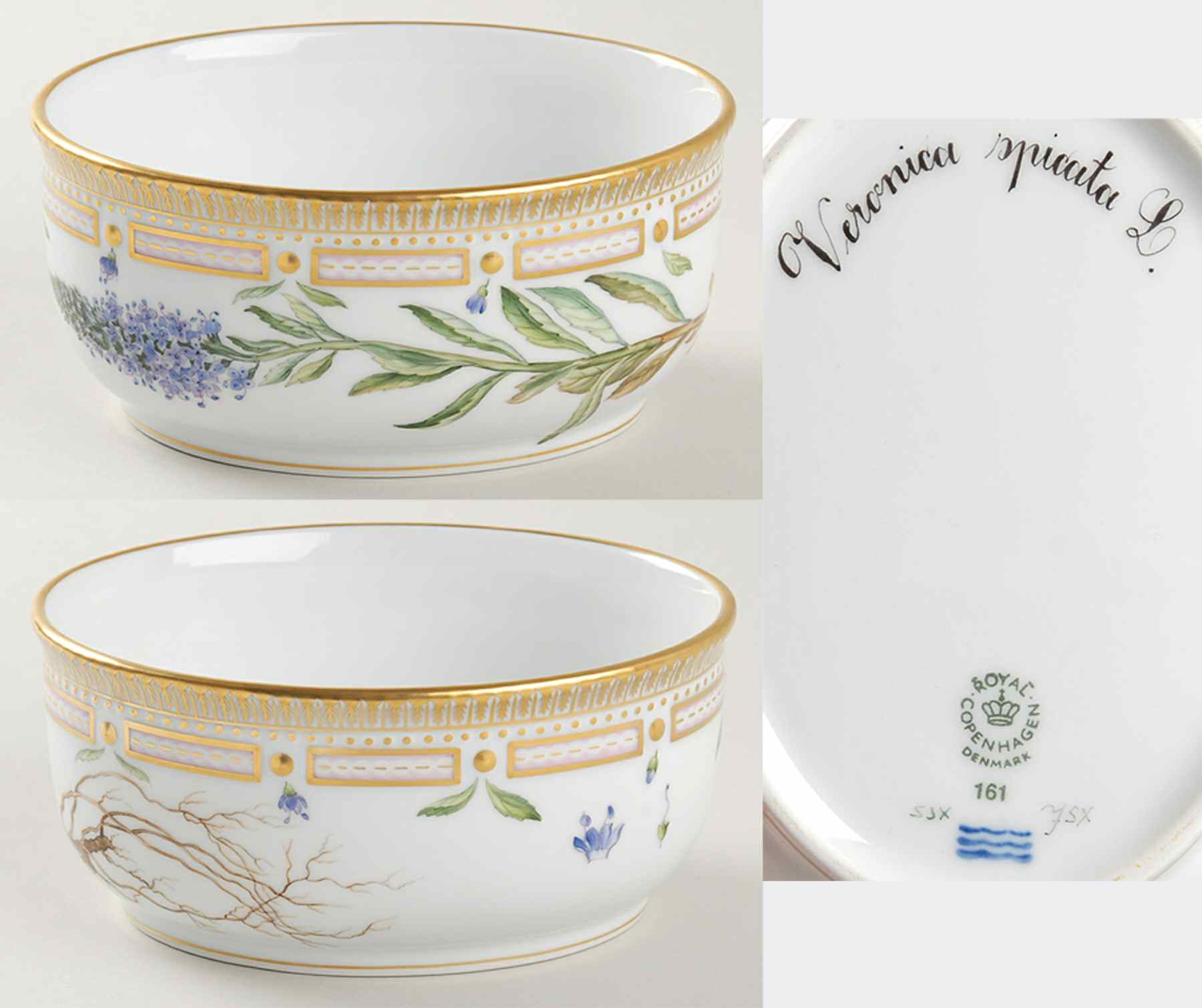 Flora Danica (1961 To Current) Large Sugar Bowl No Lid-Veronica spicata L by Royal Copenhagen-1