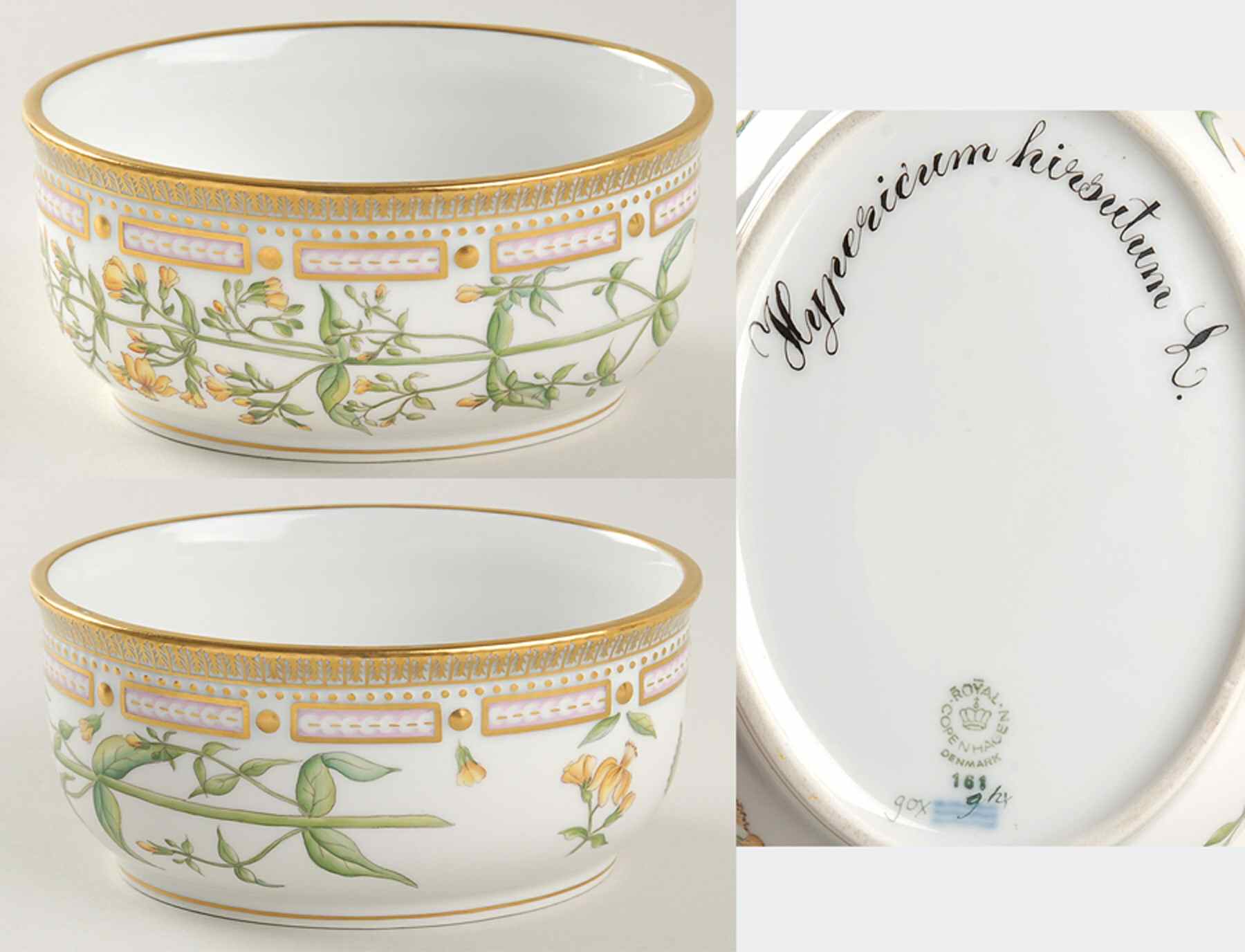 Flora Danica (1961 To Current) Large Sugar Bowl No Lid-Hypericum hirsutum L by Royal Copenhagen-1