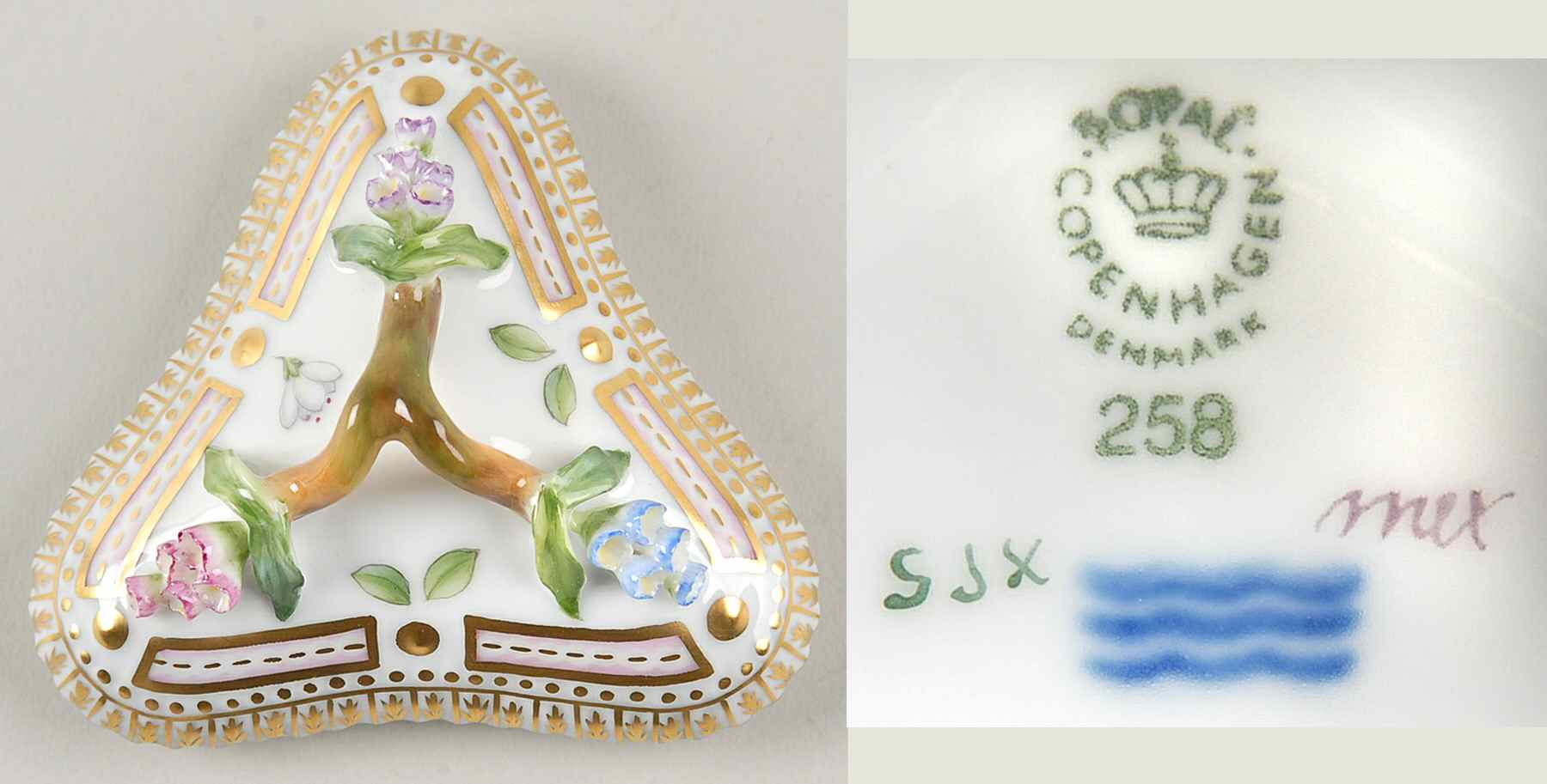 Flora Danica (1961 To Current) Lid for Triangular Custard Cup-No Decal by Royal Copenhagen-1