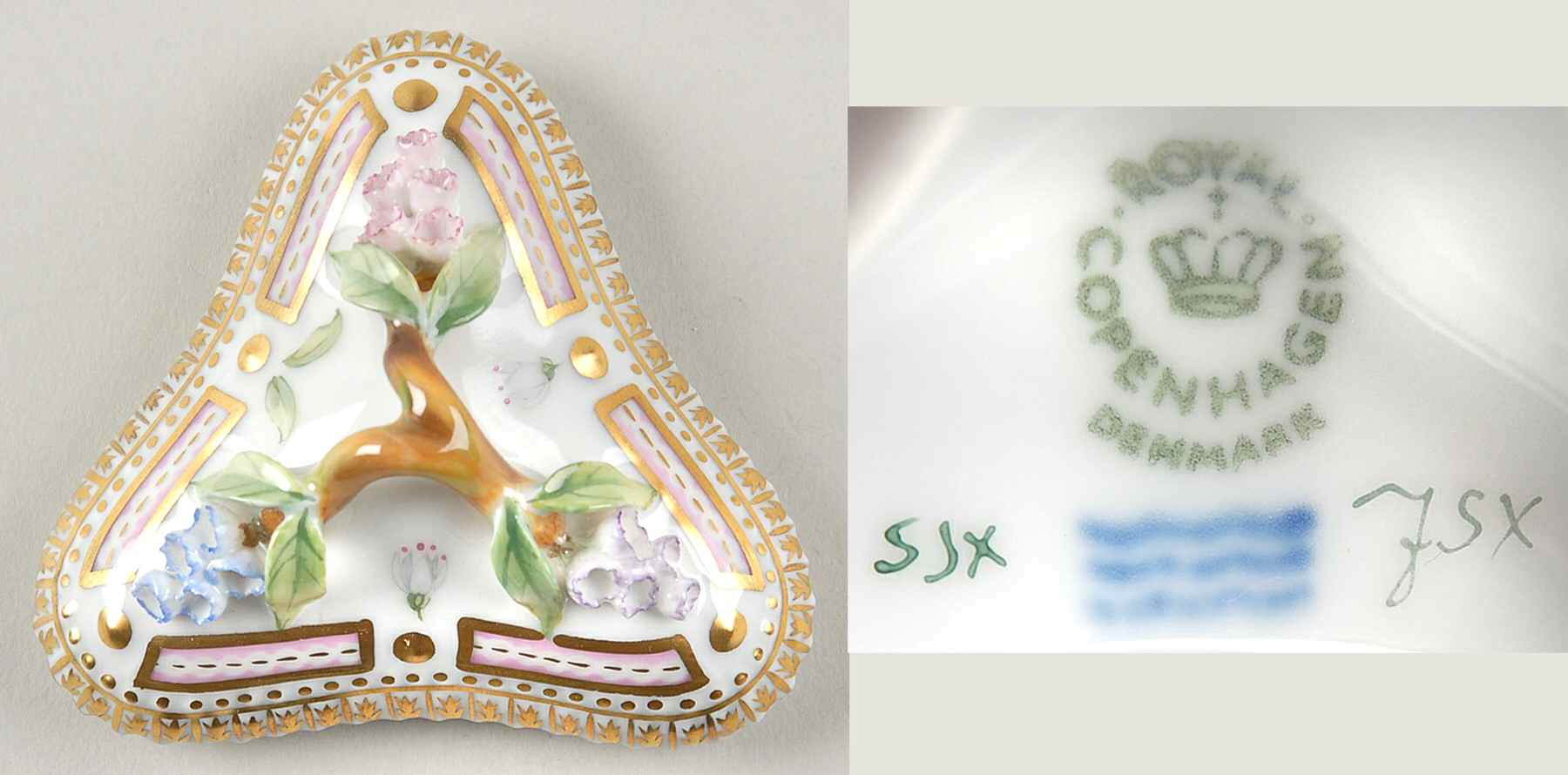 Flora Danica (1961 To Current) Lid for Triangular Custard Cup-No Decal by Royal Copenhagen-1