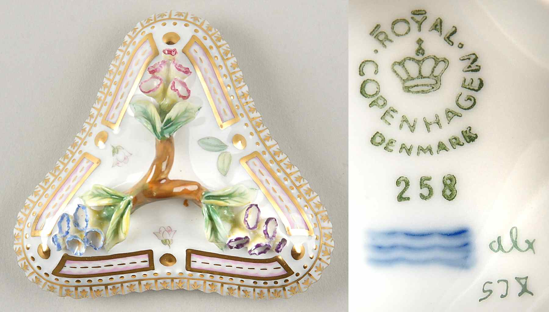 Flora Danica (1961 To Current) Lid for Triangular Custard Cup-No Decal by Royal Copenhagen-1