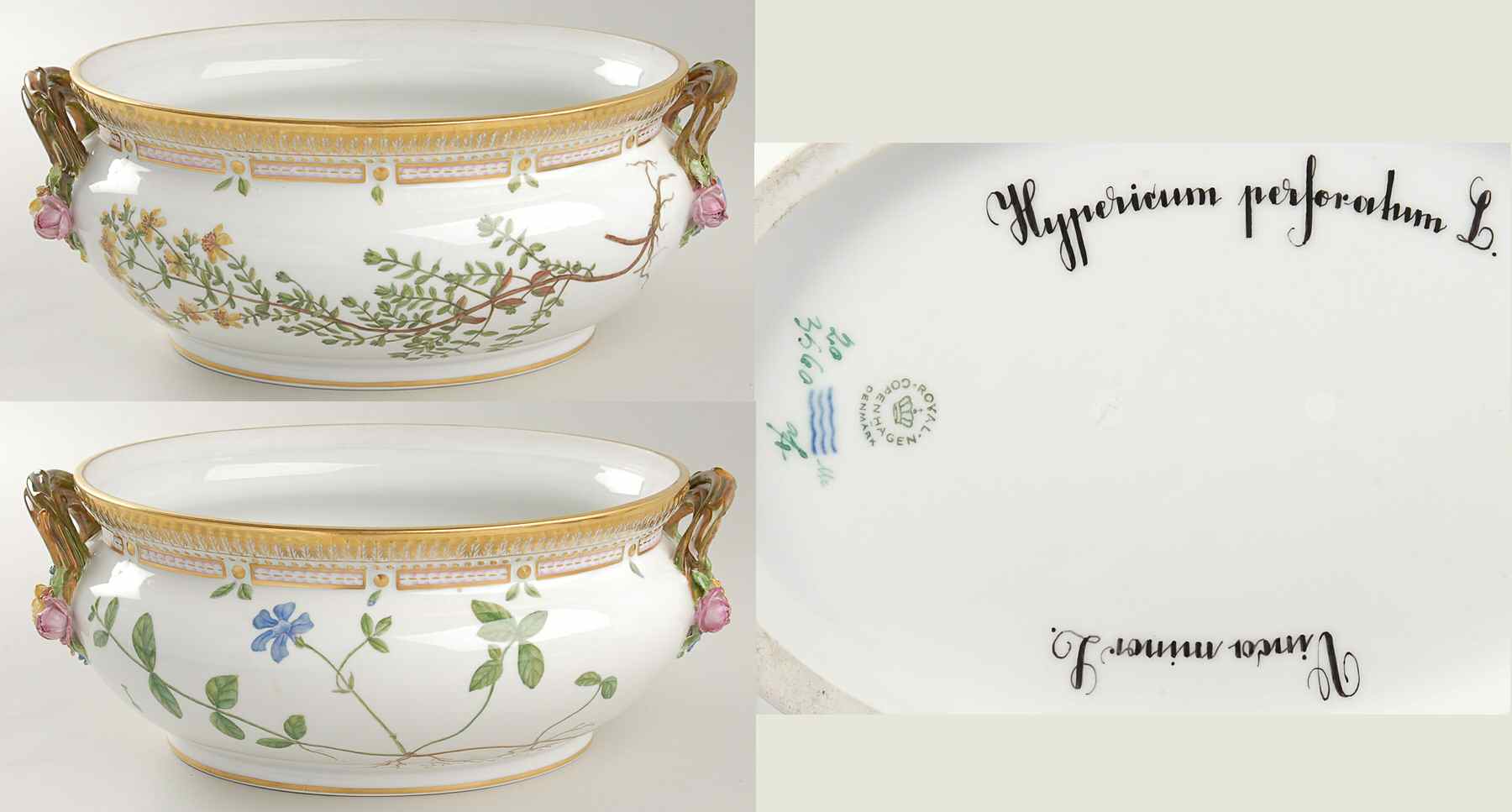 Flora Danica (1961 To Current) 5Qt Oval Tureen No Lid-Hypericum perfor, Vinco min by Royal Copenhagen-1