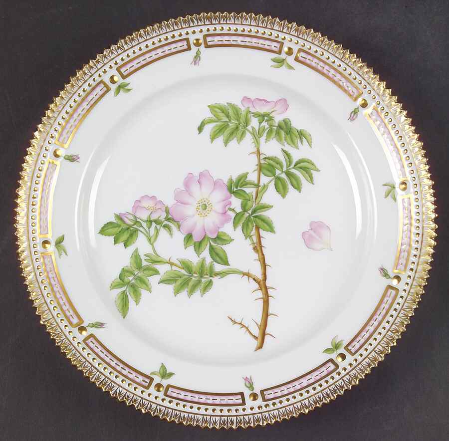 Flora Danica (1961 To Current) Luncheon Plate-Rosa suavifolia Lightf by Royal Copenhagen-1