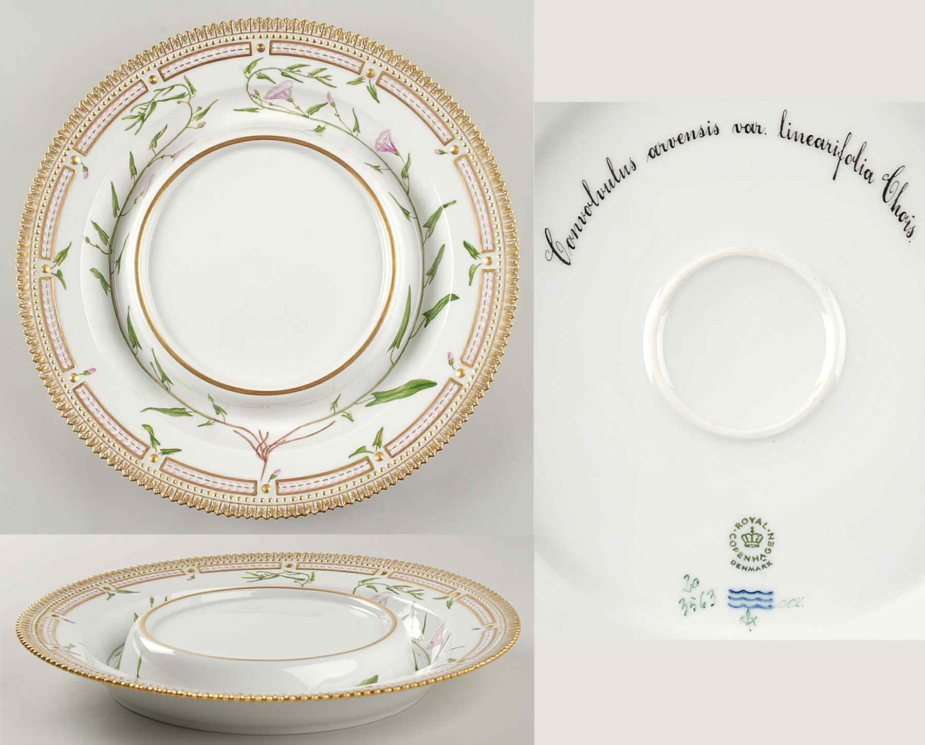 Flora Danica (1961 To Current) Tureen underplate-Convolvulus arvensis var lineari by Royal Copenhagen-1
