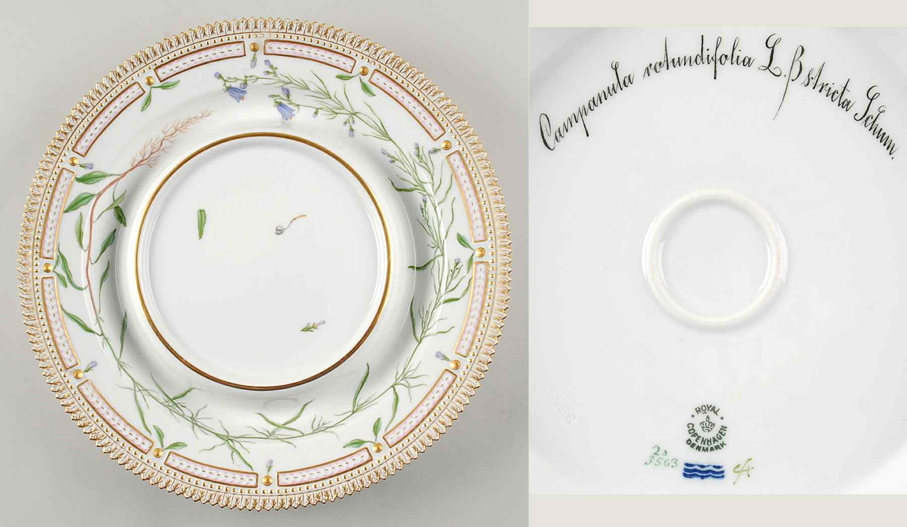 Flora Danica (1961 To Current) Tureen underplate-Campanula rotundifolia L B stric by Royal Copenhagen-1