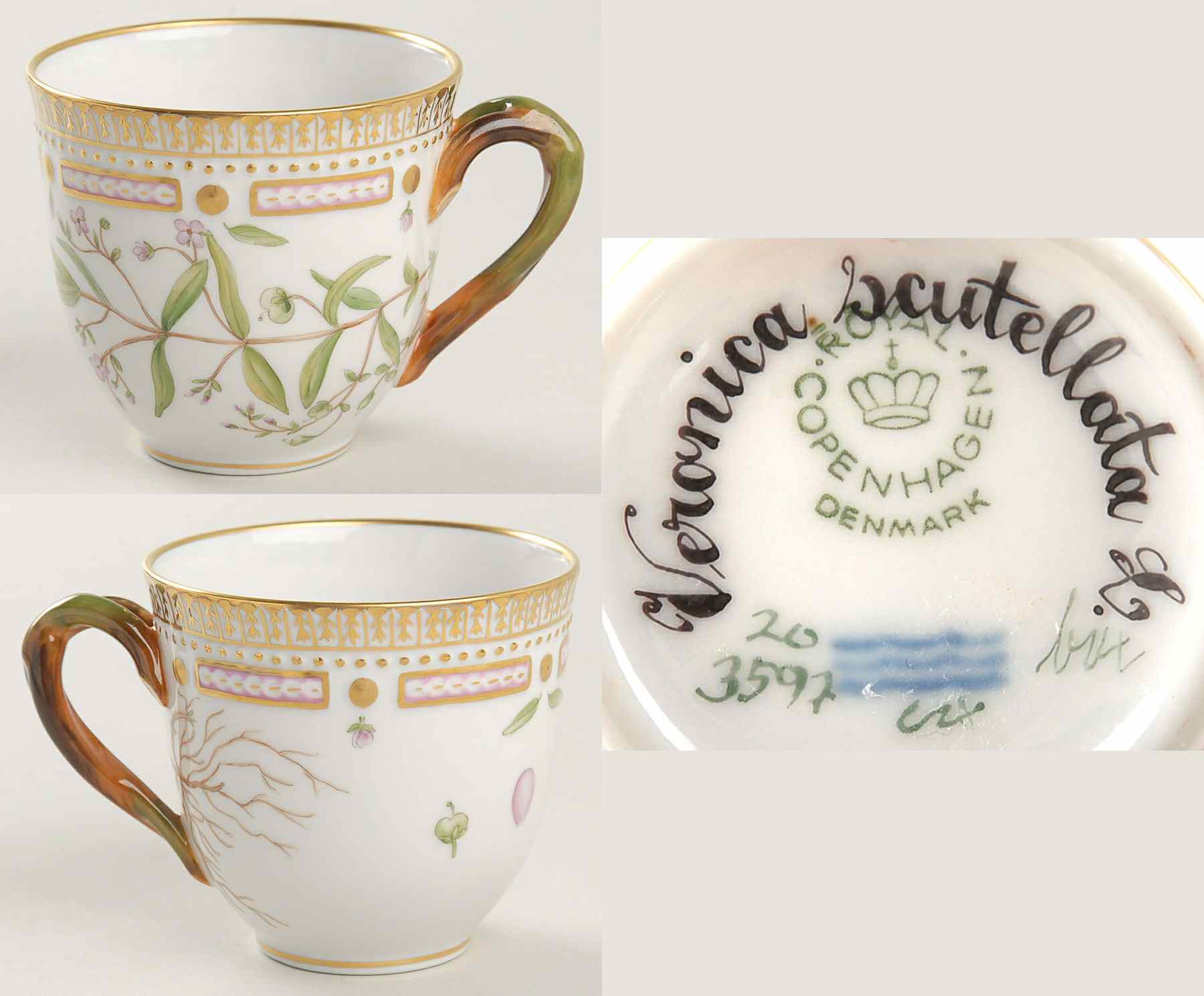 Flora Danica (1961 To Current) Flat Cup-Veronica scutellata L by Royal Copenhagen-1