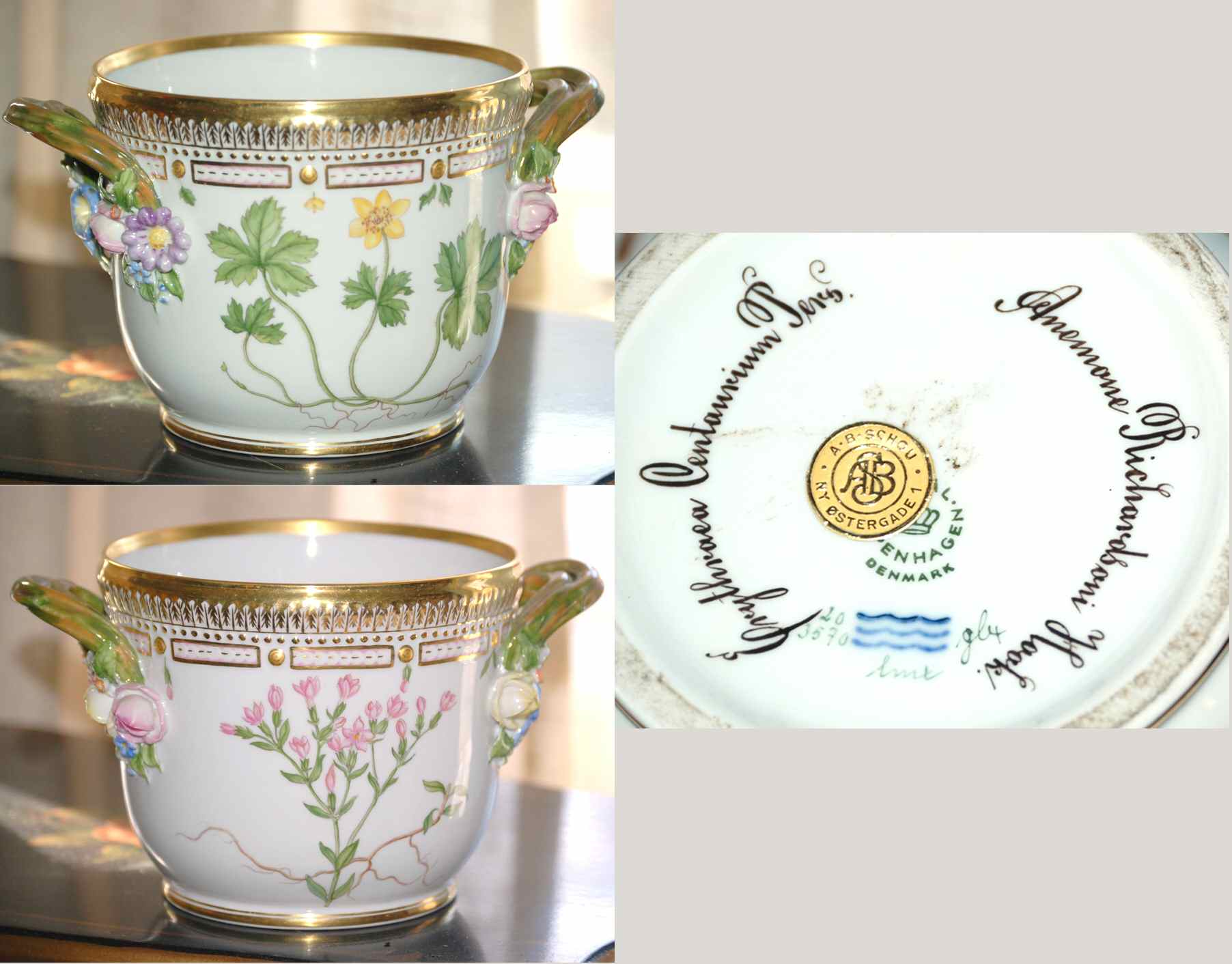Flora Danica (1961 To Current) Small Round Wine Cooler/Cache Pot-Ery Cen, Ane Ric by Royal Copenhagen-1