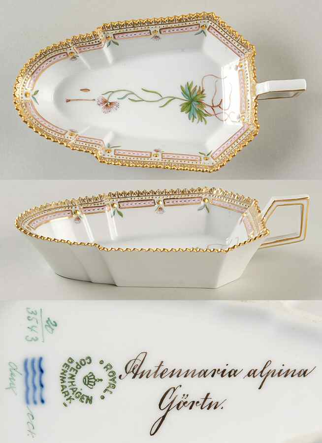 Flora Danica (1961 To Current) 7" Pickle/Accent Dish-Antennaria alpina Gortn by Royal Copenhagen-1