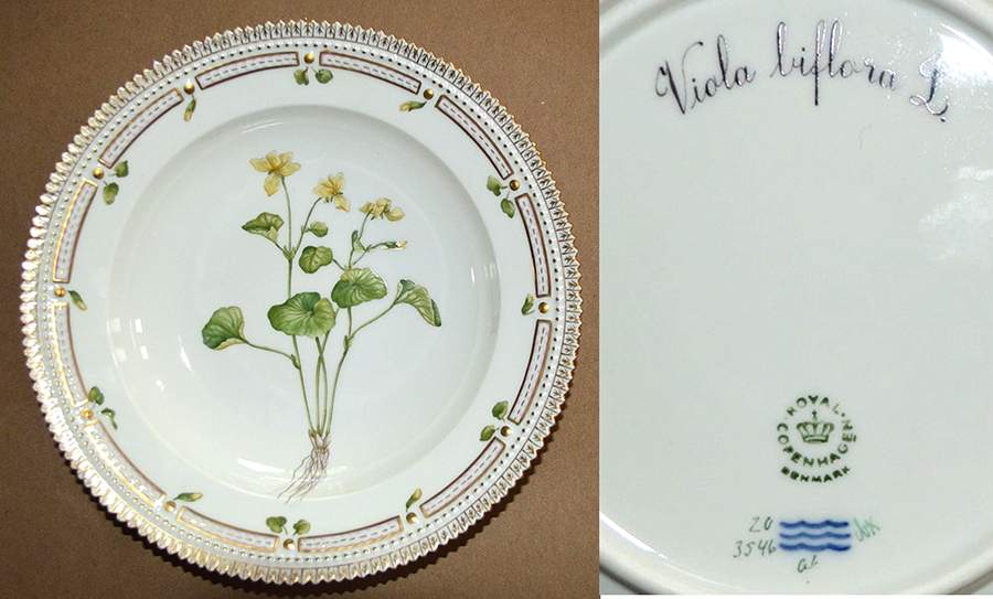 Flora Danica (1961 To Current) Rim Soup Bowl-Viola Biflora L. by Royal Copenhagen-1