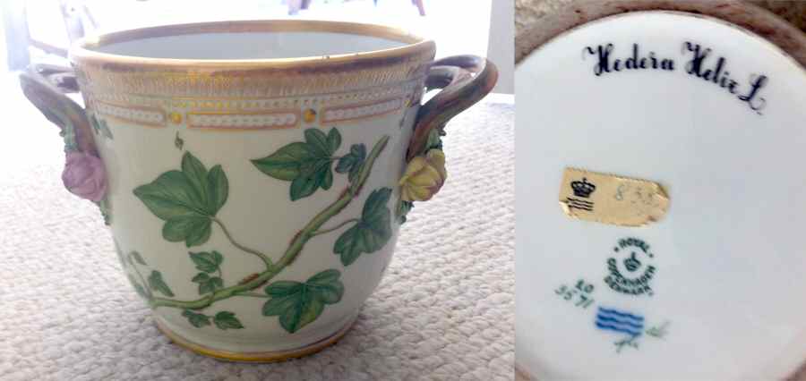Flora Danica (1961 To Current) Large Round Wine Cooler/Cachepot-Hedera Helix L. by Royal Copenhagen-1