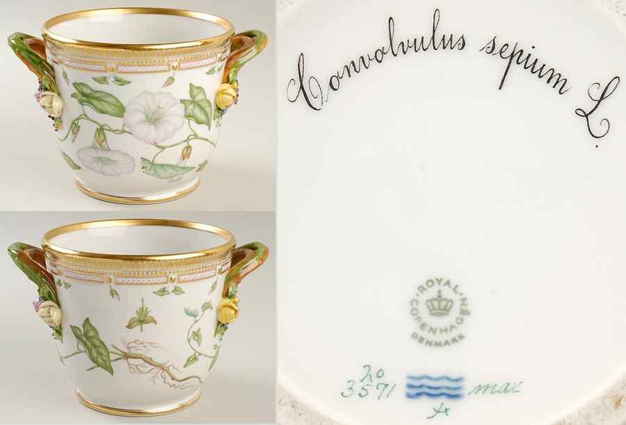 Flora Danica (1961 To Current) Large Round Wine Cooler/Cachepot-Convolvolus sepia by Royal Copenhagen-1