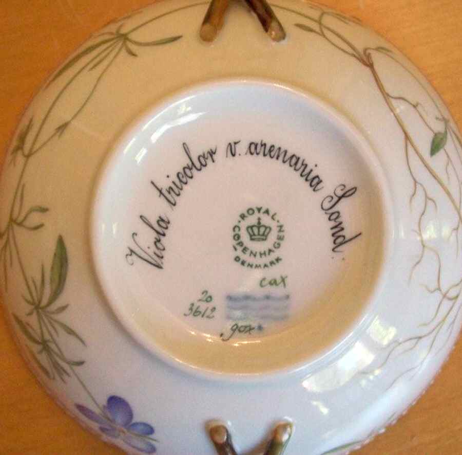 Flora Danica (1961 To Current) Flat Cream Soup Bowl-Viola tricolor v arenaria Lon by Royal Copenhagen-1