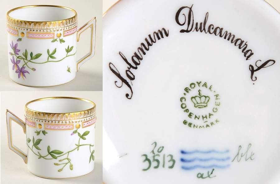 Flora Danica (1961 To Current) Chocolate Cup-Solanum Duleamara L. by Royal Copenhagen-1