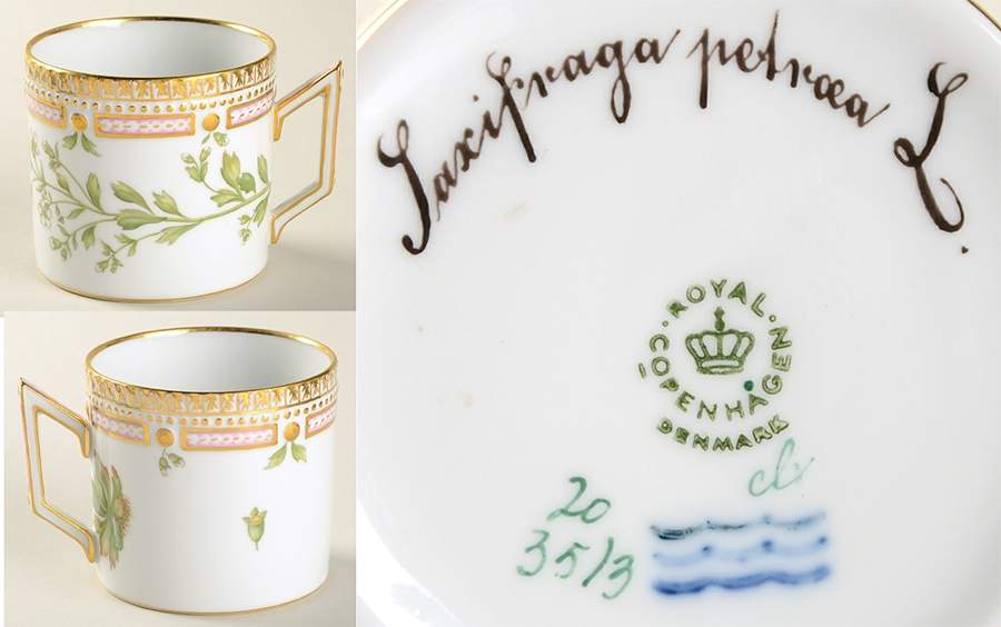 Flora Danica (1961 To Current) Chocolate Cup-Saxipraga petroeal L. by Royal Copenhagen-1