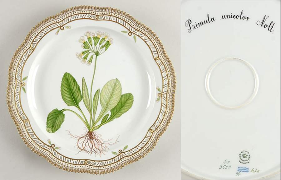 Flora Danica (1961 To Current) 14" Round Pierced Platter-Primula unicolor Nolt by Royal Copenhagen-1