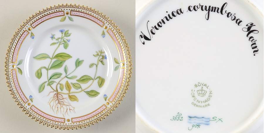 Flora Danica (1961 To Current) Bread & Butter Plate-Veronica corymbosa Horn by Royal Copenhagen-1