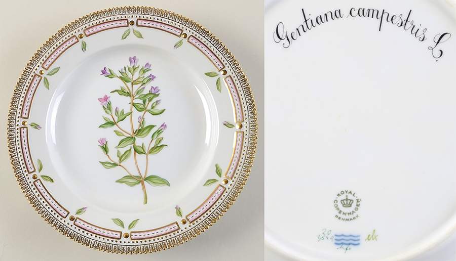Flora Danica (1961 To Current) Dinner Plate-Gentiana campestris L. by Royal Copenhagen-1