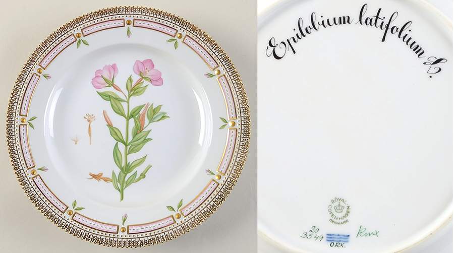 Flora Danica (1961 To Current) Dinner Plate-Epilobium latifolium L. by Royal Copenhagen-1