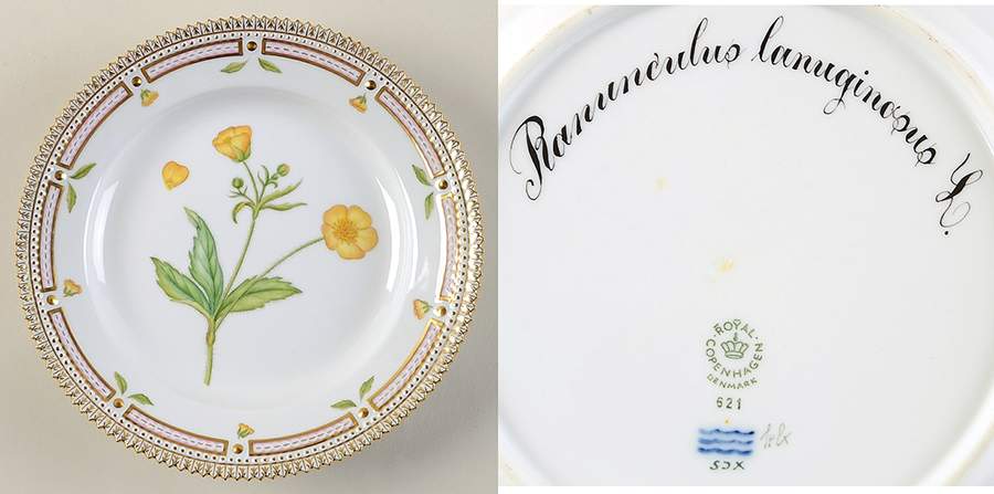 Flora Danica (1961 To Current) Salad Plate-Ranunculus lanuginosus L. by Royal Copenhagen-1