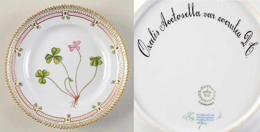 Flora Danica (1961 To Current) Salad Plate-Oxalis Acetosella L, by Royal Copenhagen-1