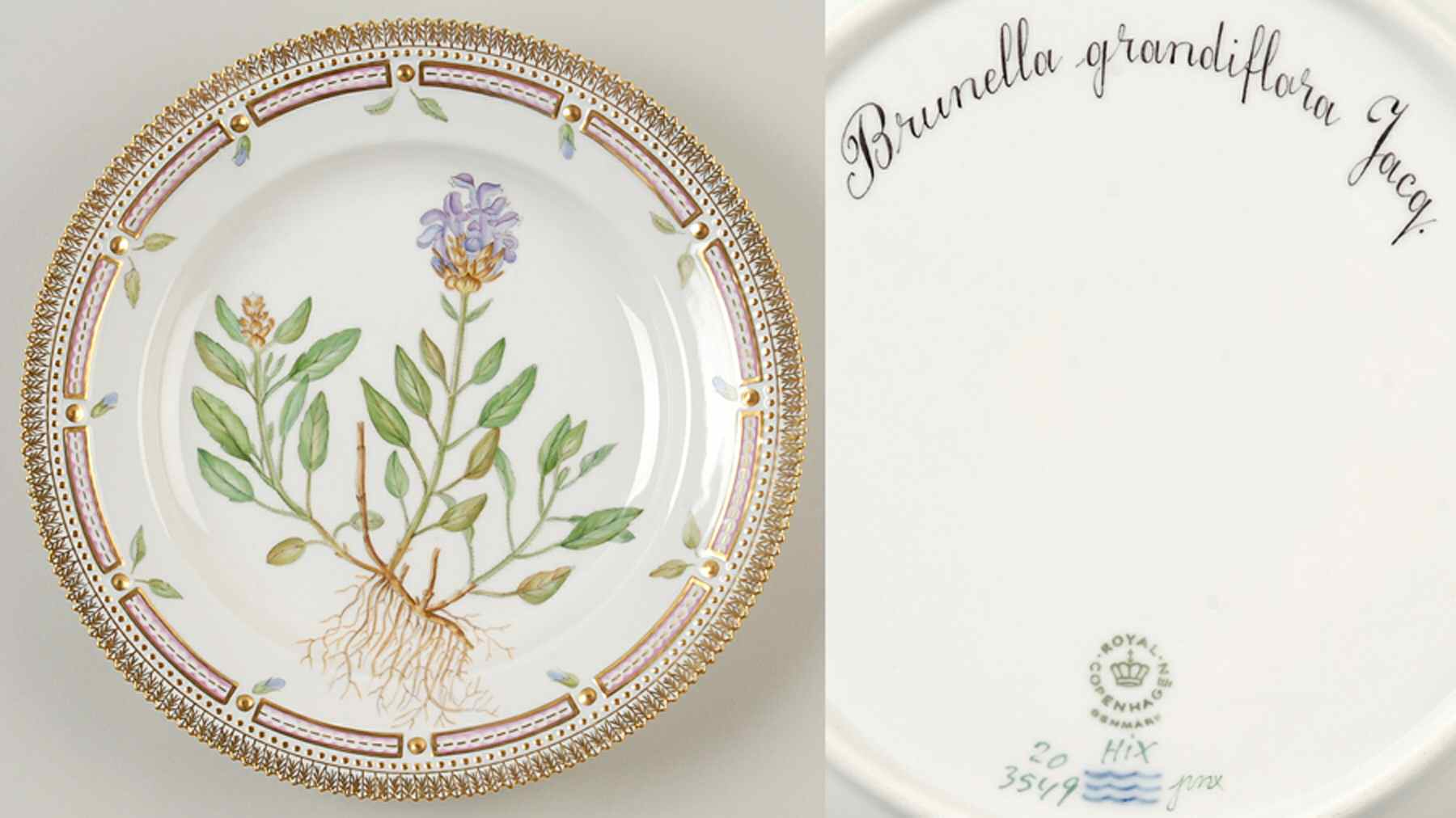 Flora Danica (1961 To Current) Dinner Plate-Brunella grandiflora Jacq by Royal Copenhagen-1