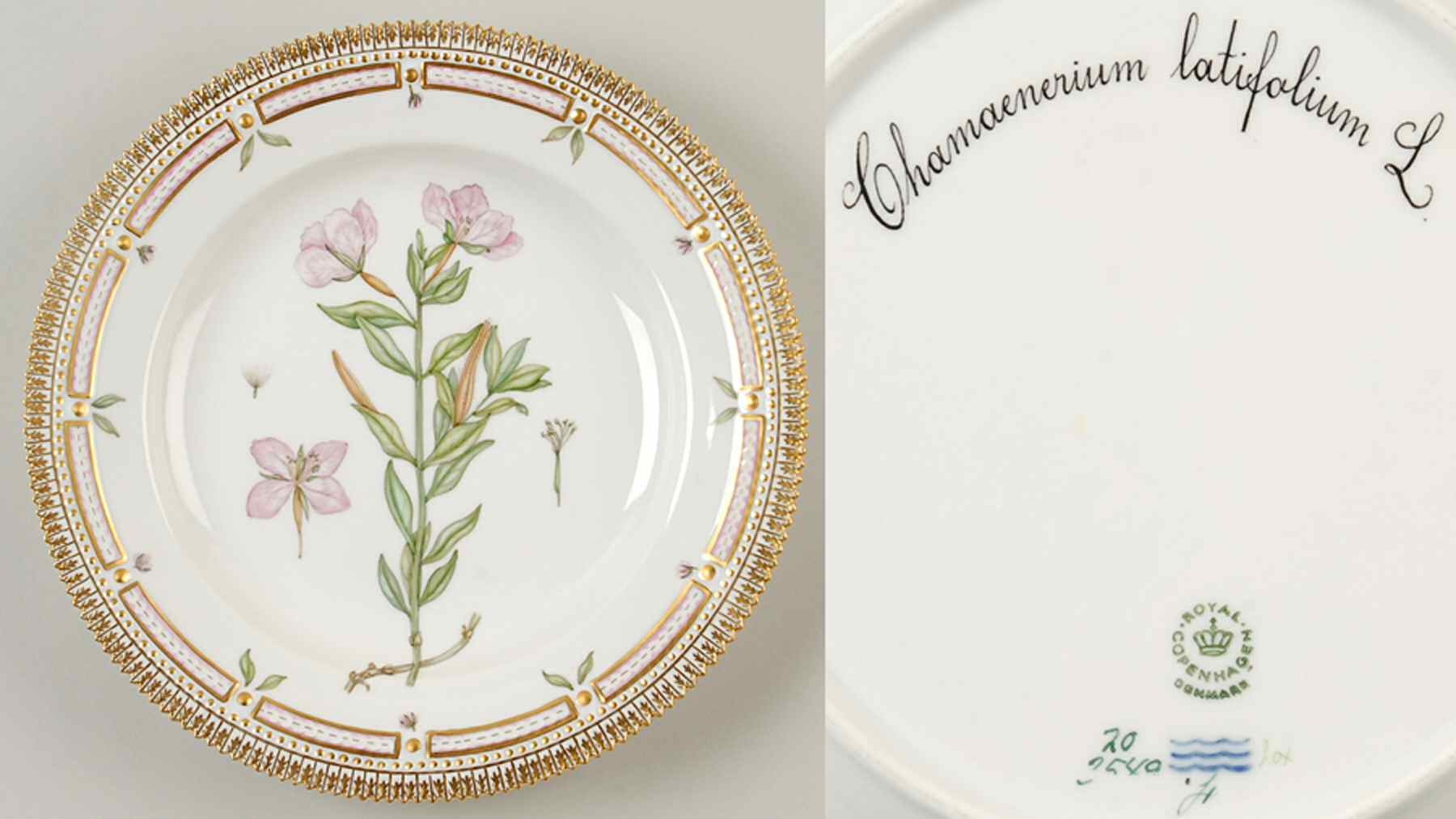 Flora Danica (1961 To Current) Dinner Plate-Chamaenerium latifolium L. by Royal Copenhagen-1