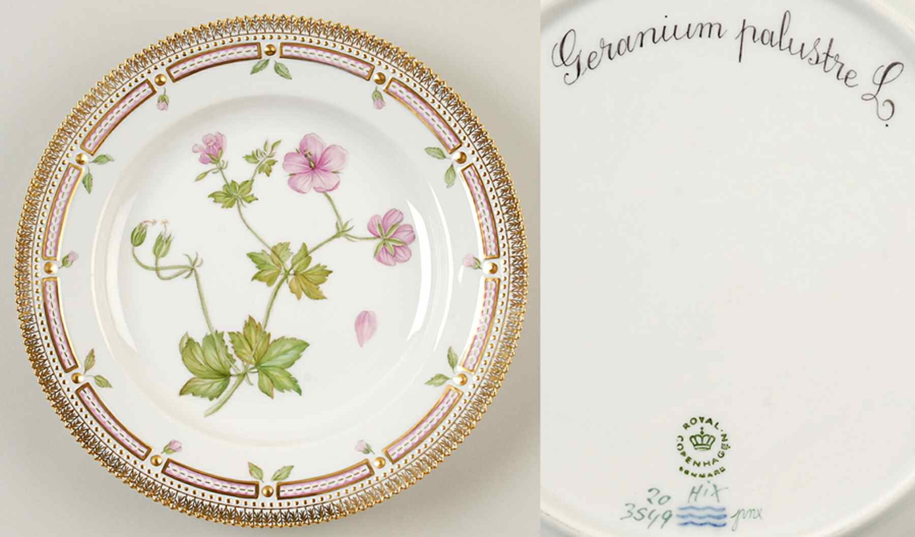Flora Danica (1961 To Current) Dinner Plate-Geranium palustre L by Royal Copenhagen-1