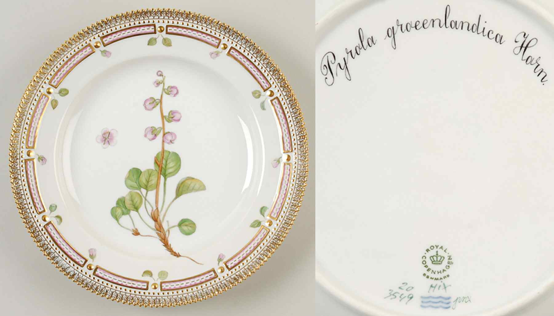Flora Danica (1961 To Current) Dinner Plate-Pyrola groeenlandica Horn. by Royal Copenhagen-1