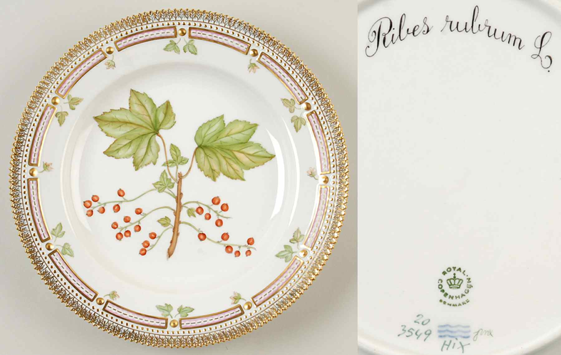 Flora Danica (1961 To Current) Dinner Plate-Ribes rubrum L by Royal Copenhagen-1