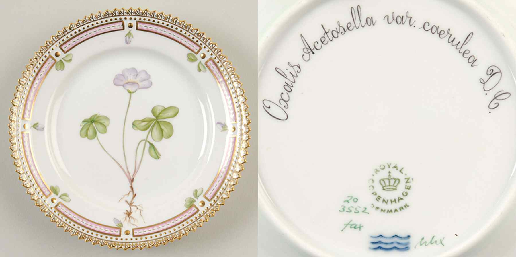 Flora Danica (1961 To Current) Bread & Butter Plate-Oscalis Acetosella var caerul by Royal Copenhagen-1