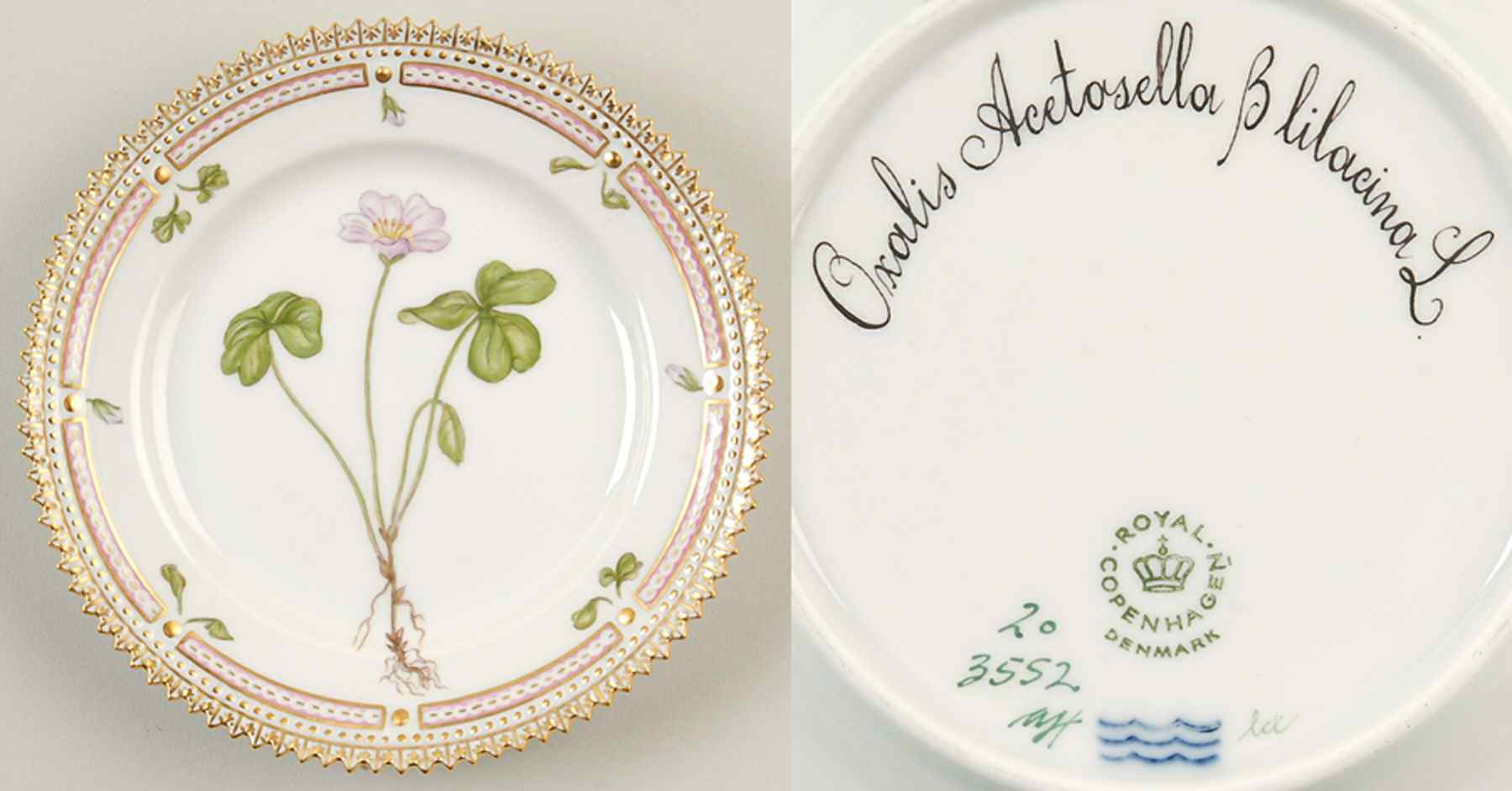 Flora Danica (1961 To Current) Bread & Butter Plate-Oxalis Acetosella Blilacina L by Royal Copenhagen-1