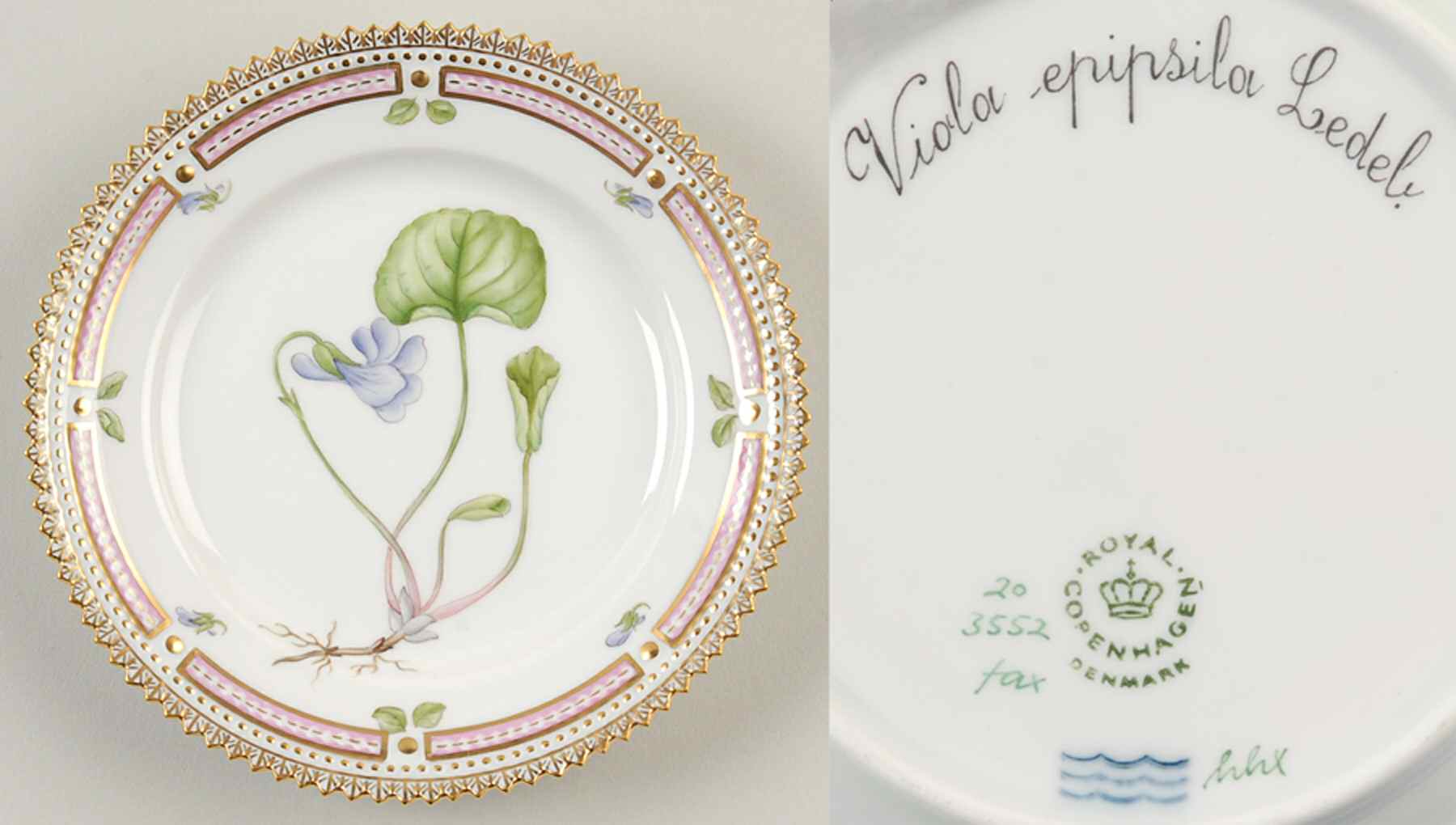 Flora Danica (1961 To Current) Bread & Butter Plate-Viola epipsila Ledel. by Royal Copenhagen-1