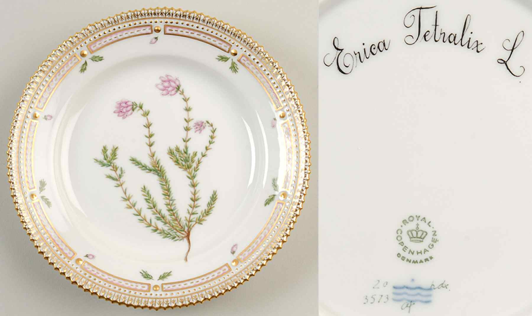 Flora Danica (1961 To Current) Salad Plate-Erica Tetralix L. by Royal Copenhagen-1