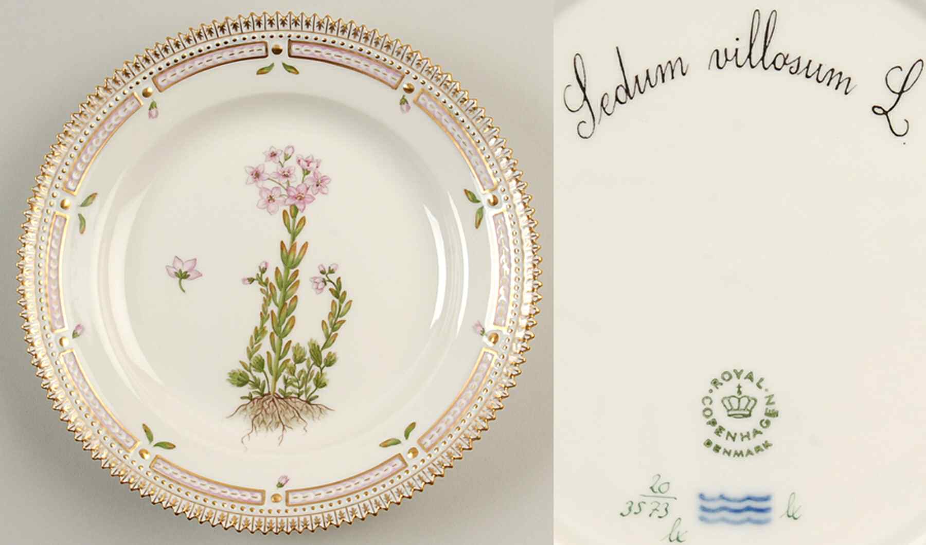 Flora Danica (1961 To Current) Salad Plate-Sedum villosum L. by Royal Copenhagen-1