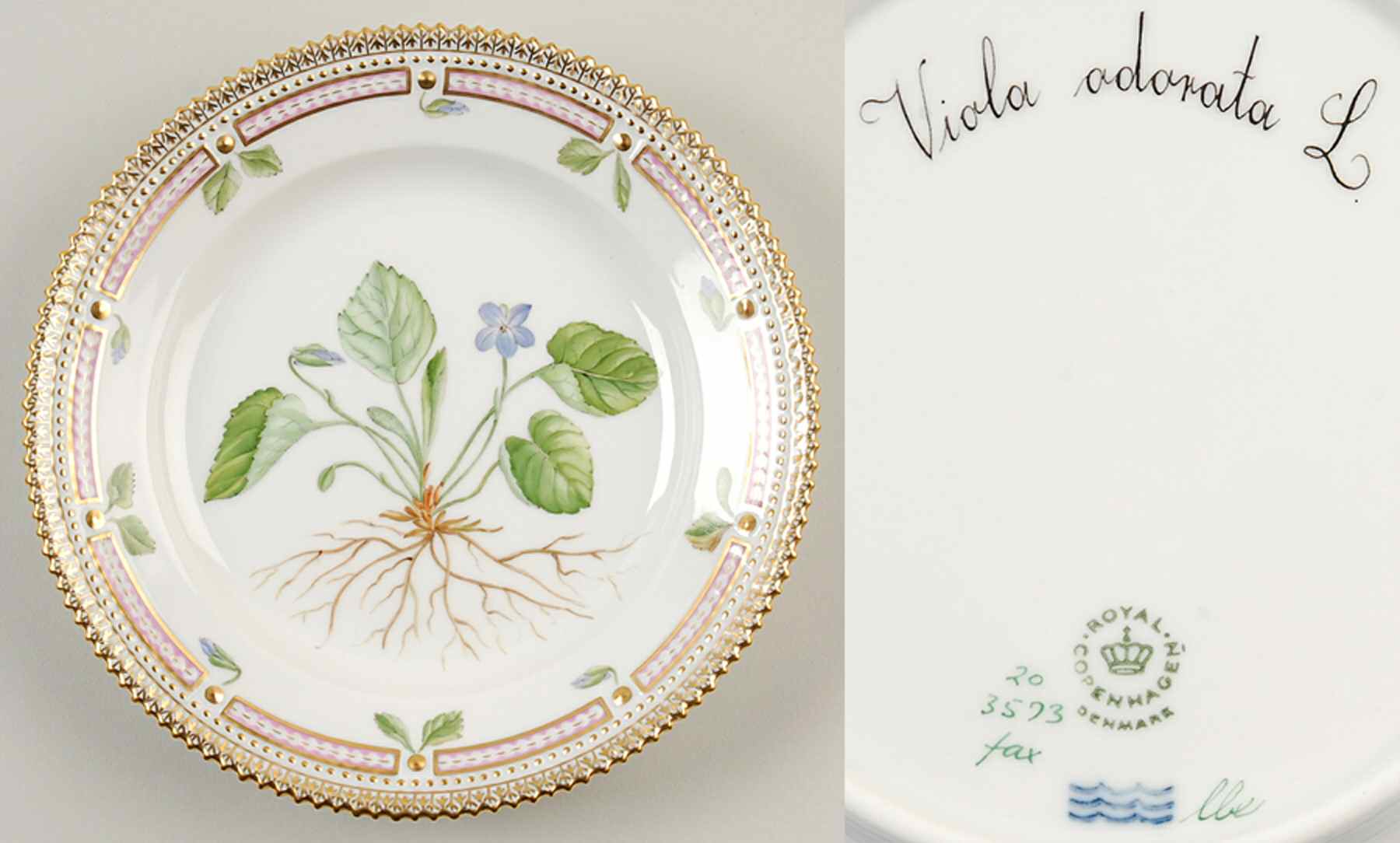 Flora Danica (1961 To Current) Salad Plate-Viola odorata L by Royal Copenhagen-1