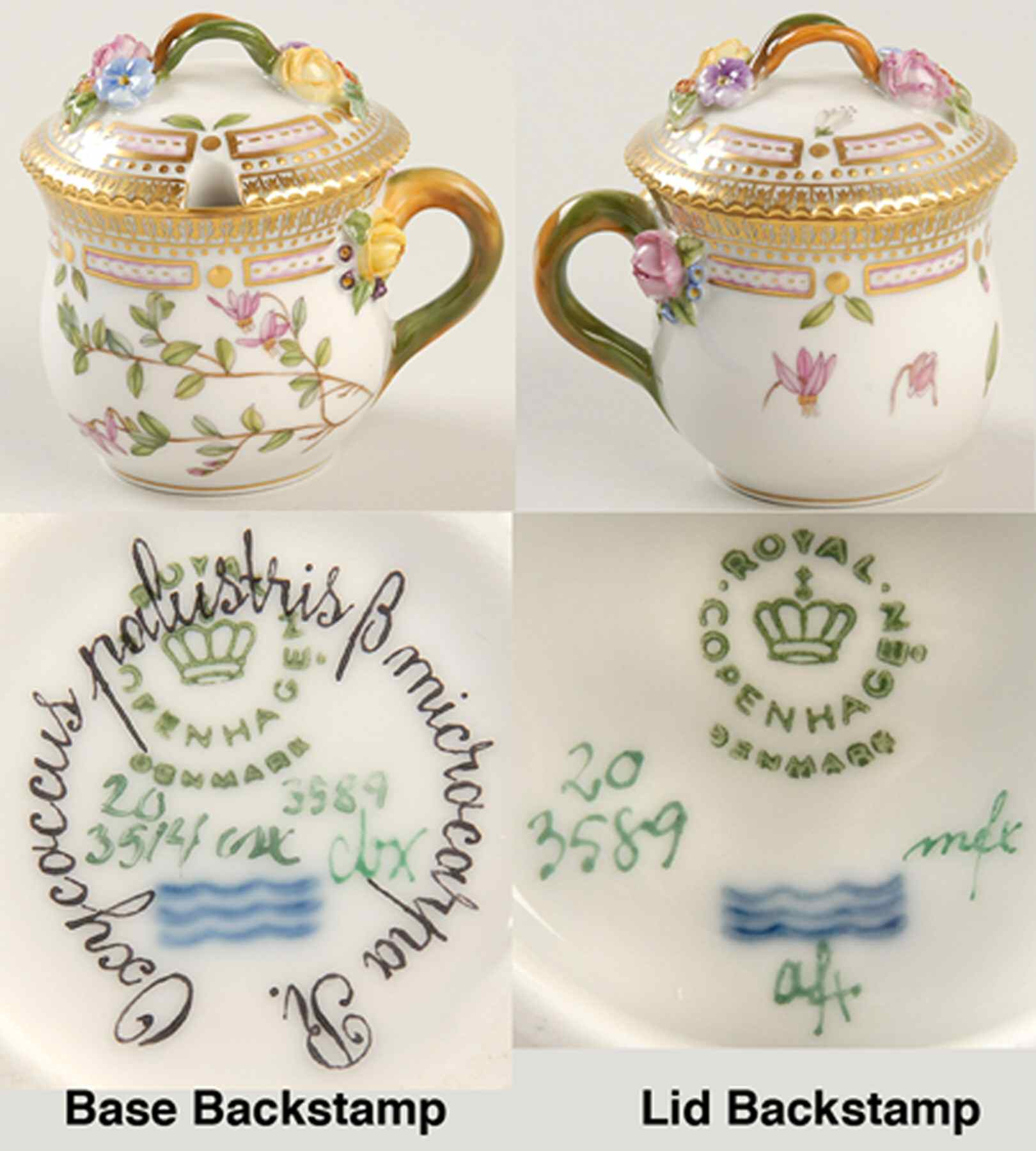 Flora Danica (1961 To Current) Mustard Pot & Lid-Genista pilosa L by Royal Copenhagen-1