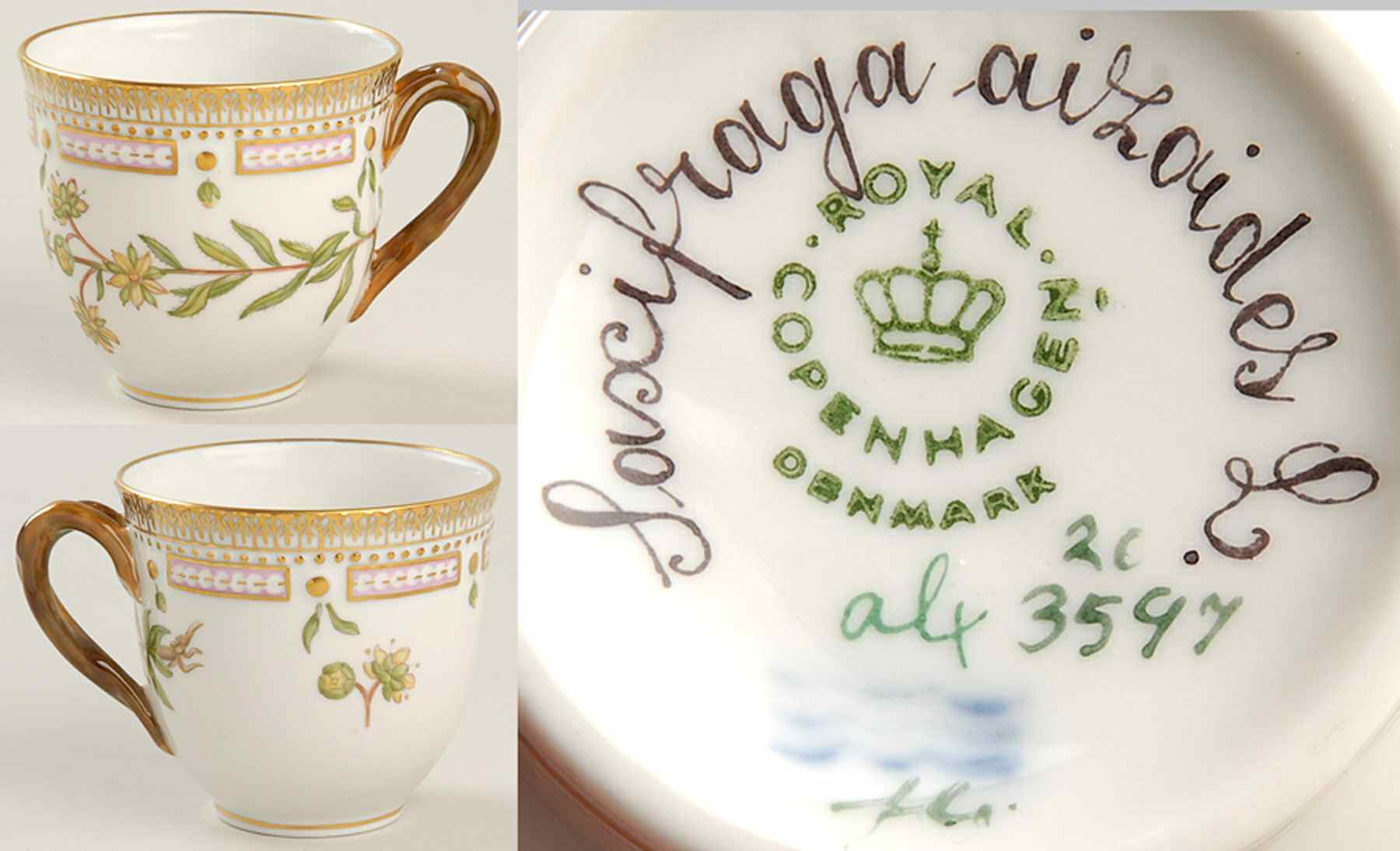 Flora Danica (1961 To Current) Flat Cup-Sascifraga aizoides L. by Royal Copenhagen-1