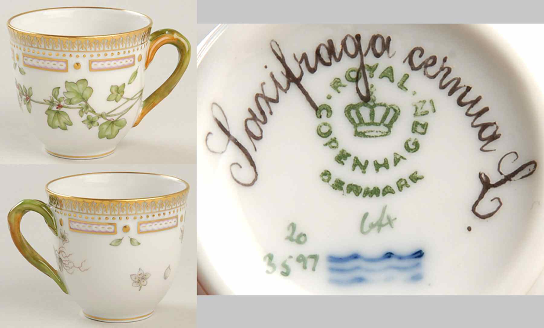 Flora Danica (1961 To Current) Flat Cup-Saxifraga cernua L. by Royal Copenhagen-1
